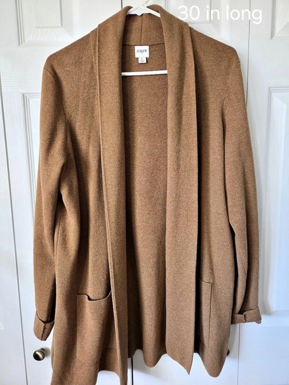 J.Crew Long Open-Front Cardigan Sweater in Brown Large